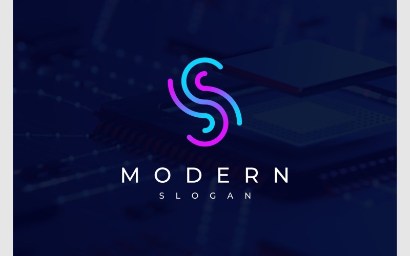 Bokstaven S Line Swirl Modern Logotyp