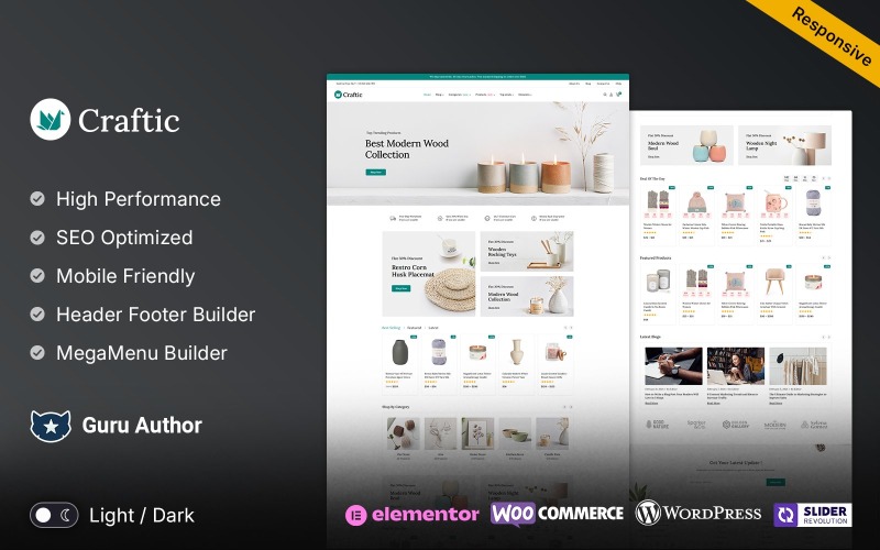 Craftic – 艺术和工艺品 Elementor WooCommerce 商店