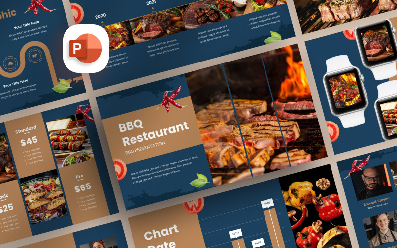 Grilování restaurace PowerPoint šablony