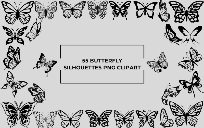 55 vlindersilhouetten PNG clipart