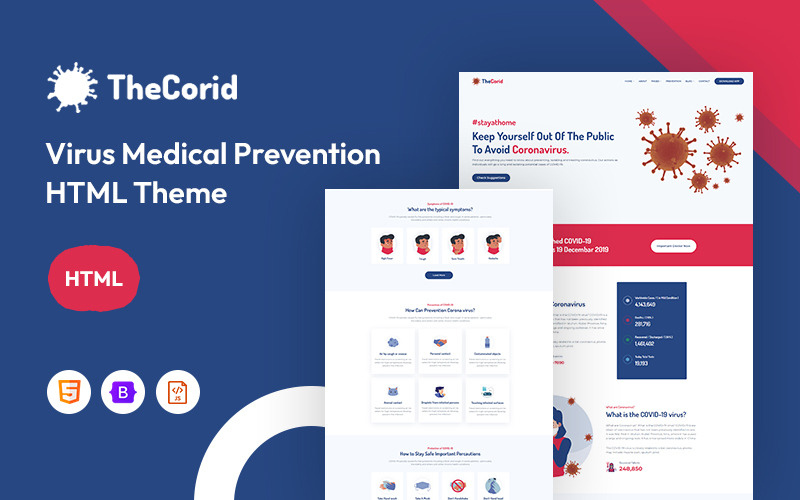 Thecorid – Websitesjabloon voor medische preventie van virussen