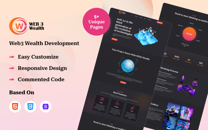 Web3 Wealth - Web3 Development Service Šablona HTML Bootstrap Wesbite