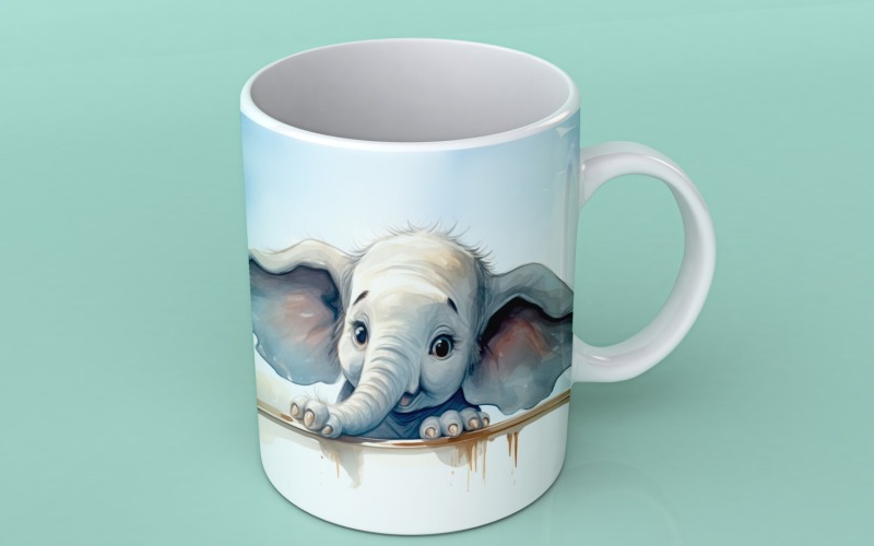 Cabeça de animal engraçado elefante espreitando no fundo branco 3