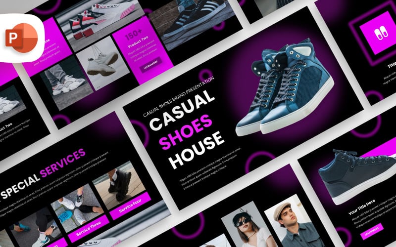 Casual schoenen merk PowerPoint-sjabloon