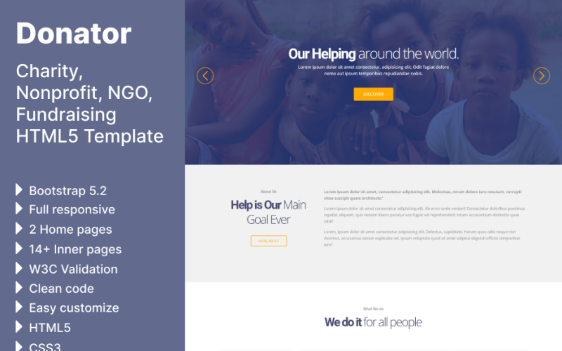 Donateur - Liefdadigheidsinstelling, non-profitorganisatie, NGO, HTML5-sjabloon voor fondsenwerving