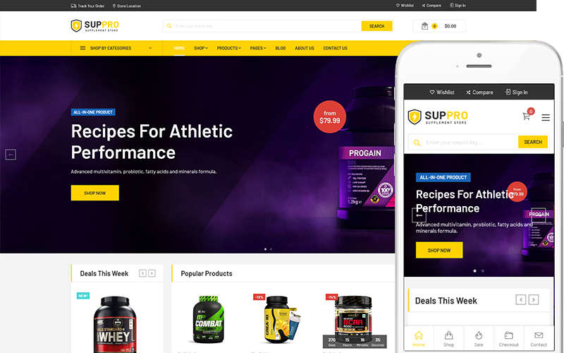 Suppro - доповнення до здоров'я Тема WooCommerce