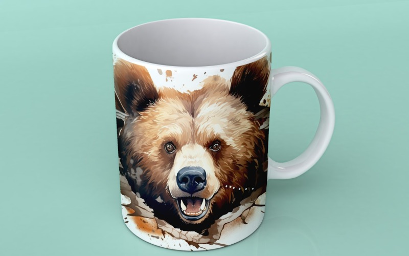 Urso cabeça de animal engraçado espreitando no fundo branco 4