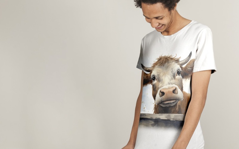 vaca engraçada cabeça de animal espreitando no fundo branco 9