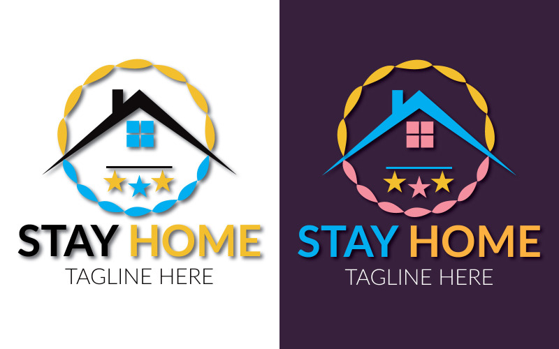 Blijf thuis logo ontwerpconcept