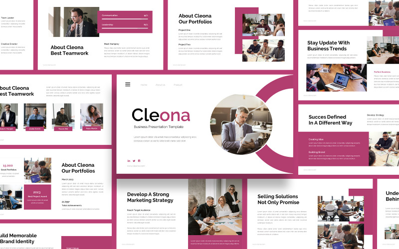 Cleona - modelo de slides do Google para negócios limpos