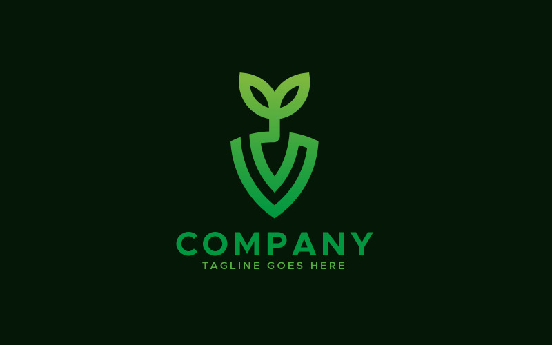 Modello di progettazione del logo della pianta da giardinaggio scudo
