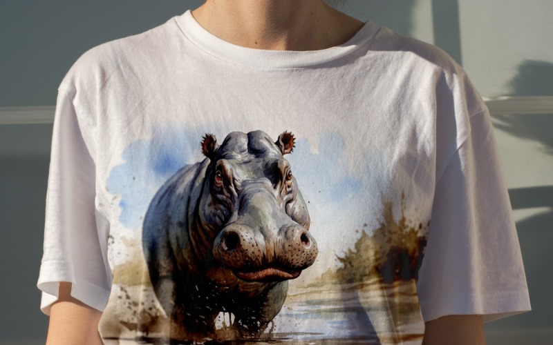divertente ippopotamo Testa di animale che dà una occhiata su sfondo bianco 3