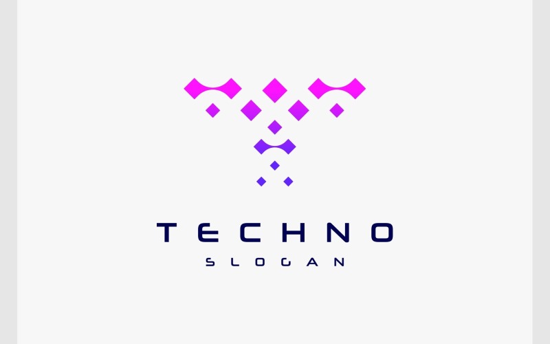 Logo de la technologie numérique lettre T