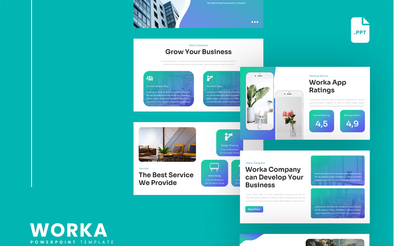 Worka – Modelo de PowerPoint de marketing de SEO