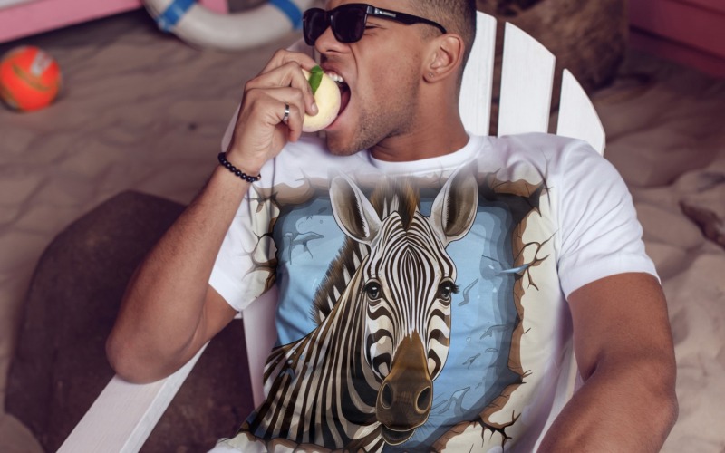 Zebra roligt djurhuvud som kikar på vit bakgrund 2