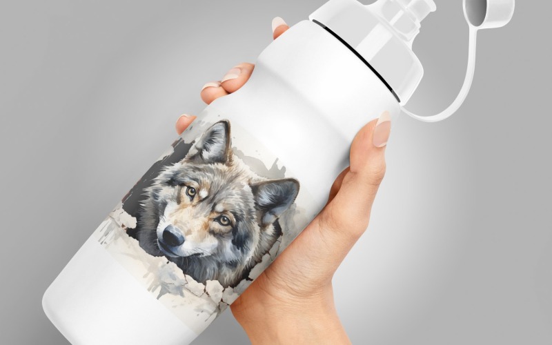 cabeça de animal engraçado lobo espreitando no fundo branco 2