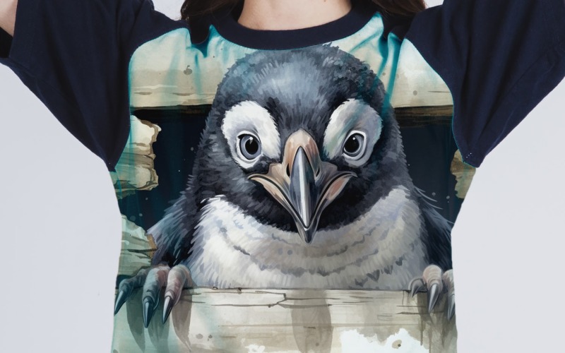 Pingüino divertido cabeza de animal asomando sobre fondo blanco 7