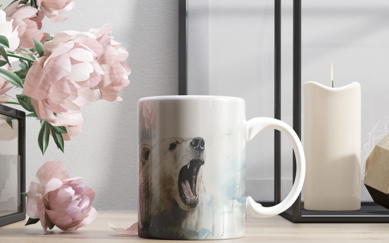 Tête d'animal drôle d'ours polaire furtivement sur fond blanc 1