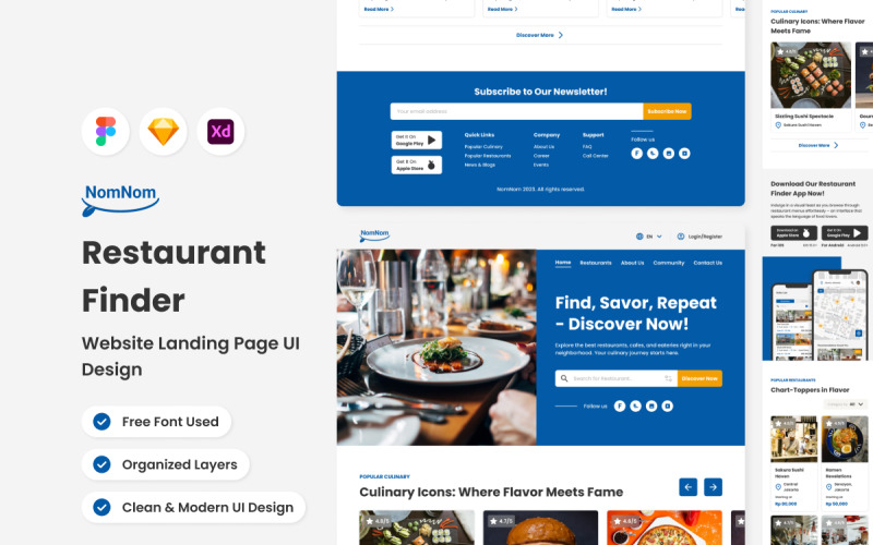 NomNom – mobilalkalmazás-webhely nyitóoldala V2