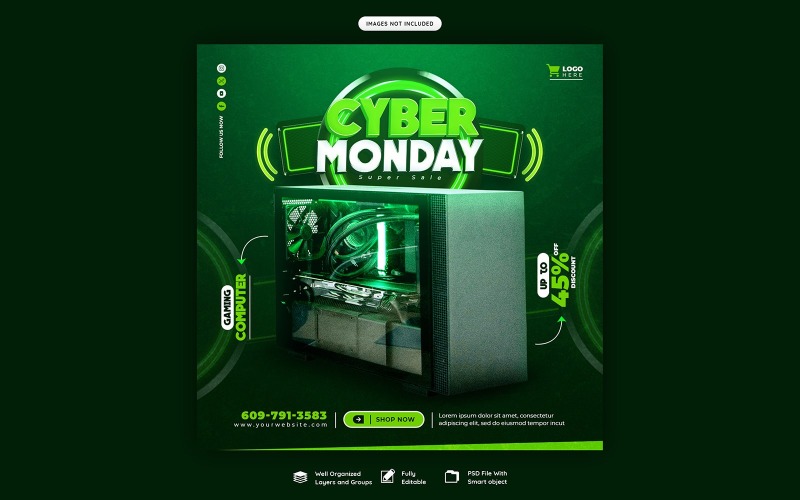 Cyber Monday Sale Social Media Post šablony