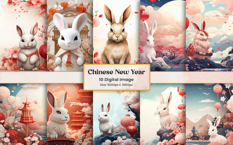 Фон фестиваля китайского Нового года, традиционный китайский кролик, декоративная текстура фона