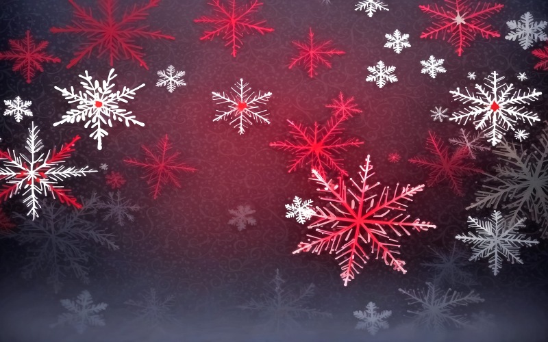 Kırmızı Kar Taneleri Resimli Koyu Arka Plan