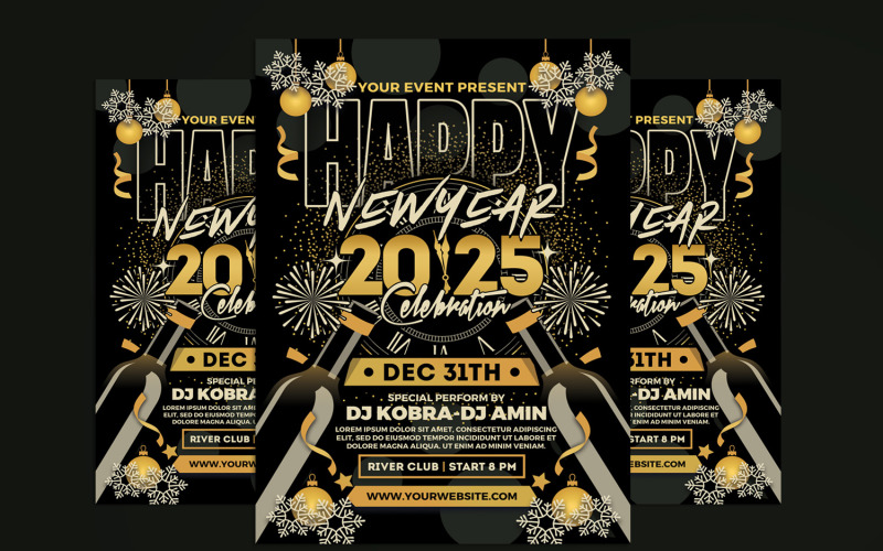 New Year Party Celebration Flyer 2025 TemplateMonster