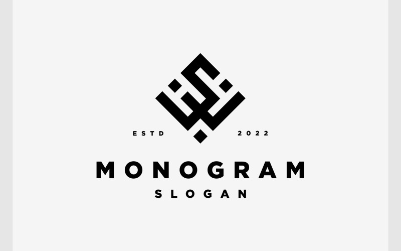 Lettre WS SW Logo monogramme simple