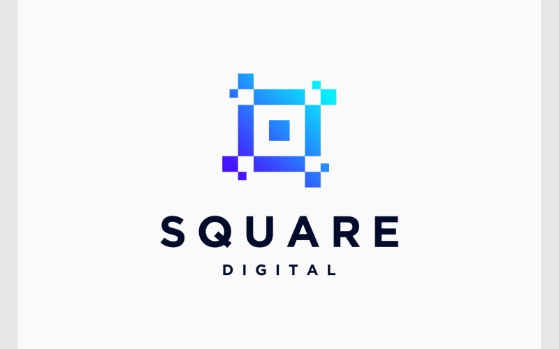 Logo quadrato della tecnologia digitale