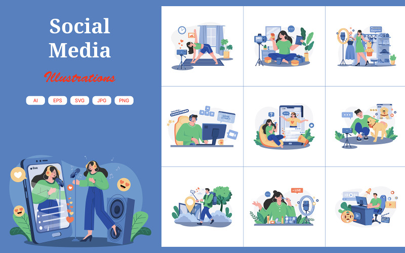 M497_Pack d'illustrations pour les réseaux sociaux
