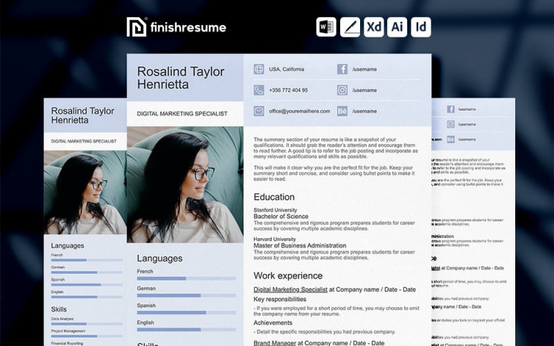 Szablon CV specjalisty ds. marketingu cyfrowego | Zakończ CV