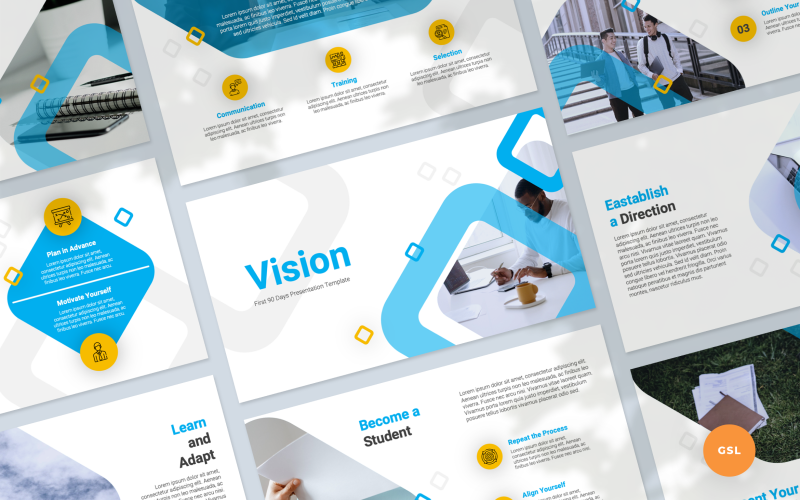 Vision - Перші 90 днів на роботі Шаблон презентації Google Slides