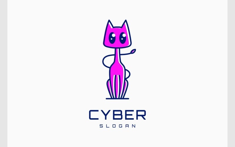 Cyberpunk Cat Mascot Logotyp