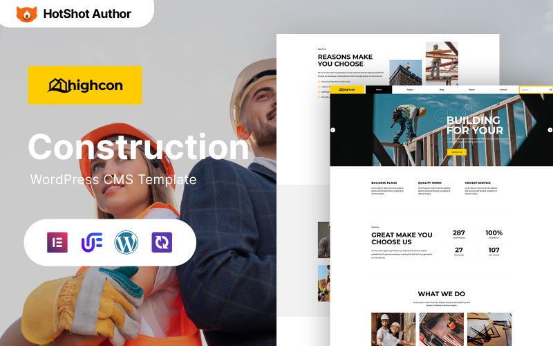 Highcon – Thème WordPress Elementor pour entreprise de construction et entreprise industrielle