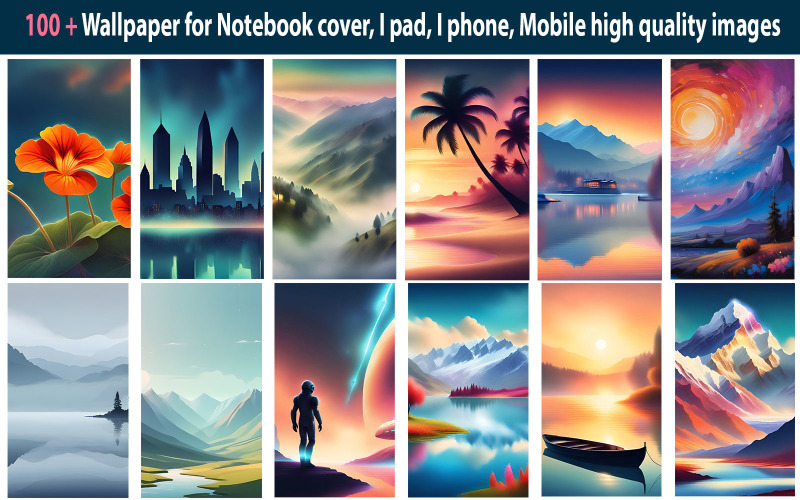 100 + Bakgrund till Notebook-omslag, I pad, I phone, Mobilbilder Bundle