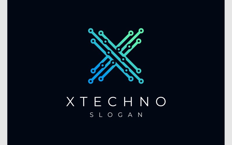 Logotipo De Tecnología De Circuito Letra X