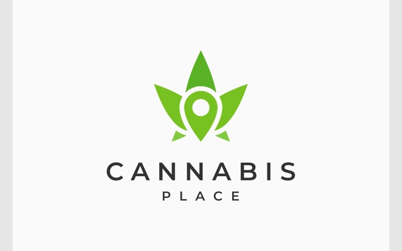 Logotipo De Ubicación Del Mapa De Pines De Hoja De Cannabis