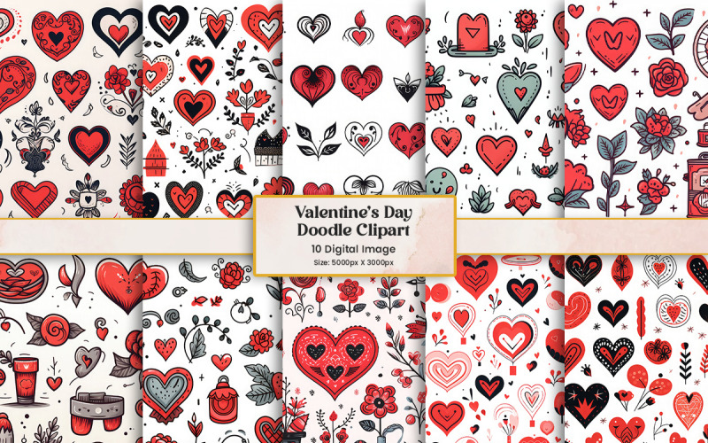 Set van Valentijnsdag hart doodle