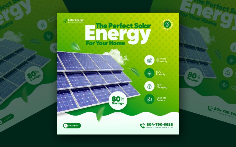 Solar Energy product Social Media Template - TemplateMonster