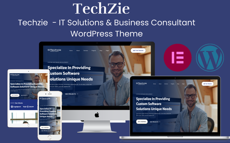 Techzie - IT-lösningar & företagskonsult WordPress-tema