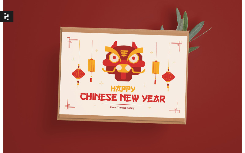 Egyszerű kínai újév üdvözlőkártya