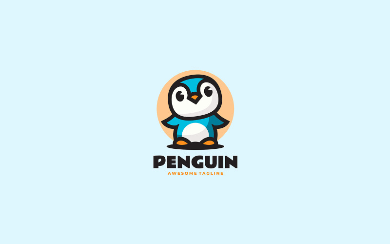Logotipo do desenho animado da mascote do pinguim 3