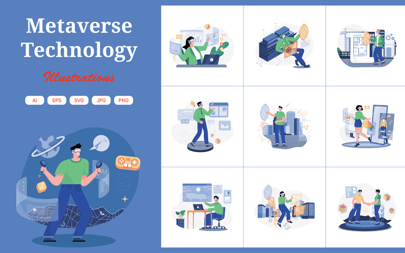 M479_Pakiet ilustracji technologii Metaverse
