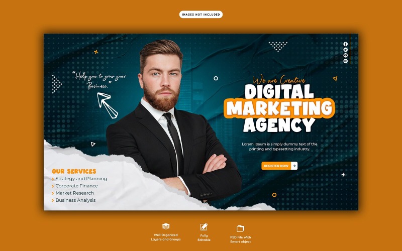 Modèle de bannière Web d'agence de marketing numérique