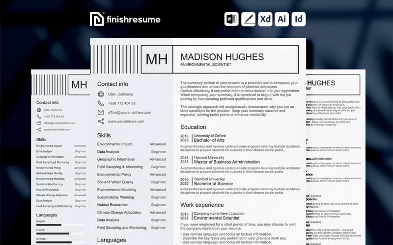 Modèle de CV de scientifique en environnement | Terminer le CV