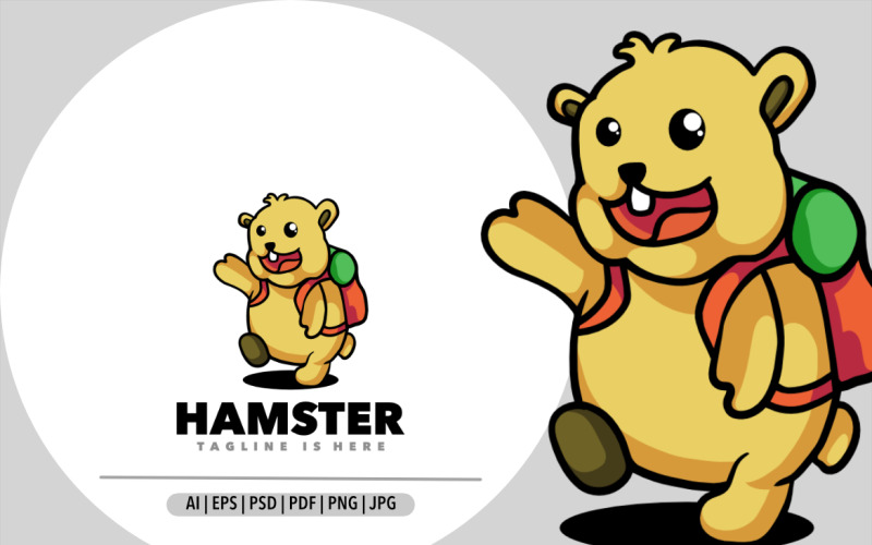 Niedliches Hamster-Maskottchen-Cartoon-Illustrationsdesign