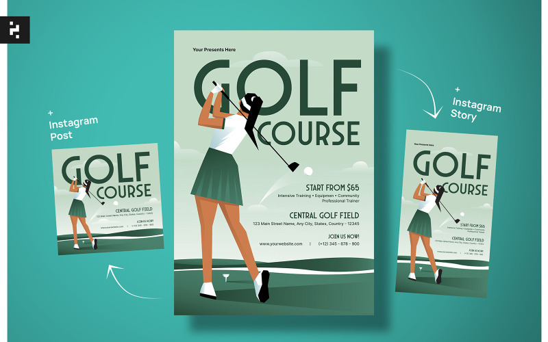 Golf Course Flyer Art Deco #381664 - TemplateMonster