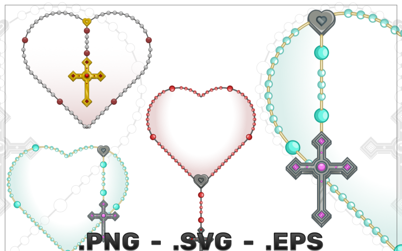 Disegno vettoriale del rosario a forma di cuore