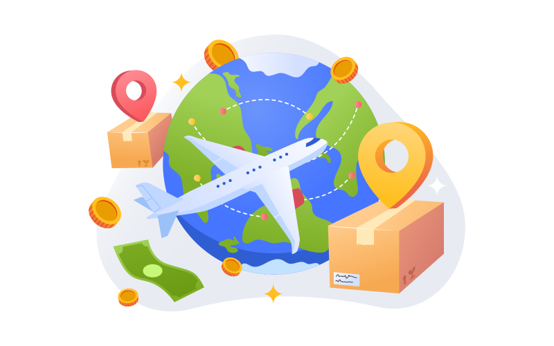 Illustration vectorielle d'expédition mondiale