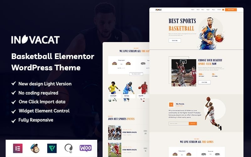Invacat - Tema de WordPress para Elementor de baloncesto